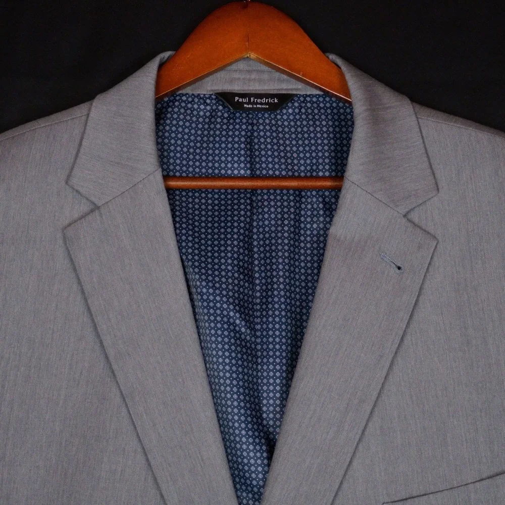 Paul Fredrick Blazer Mens 52L Grey Wool Professional Classic Fit